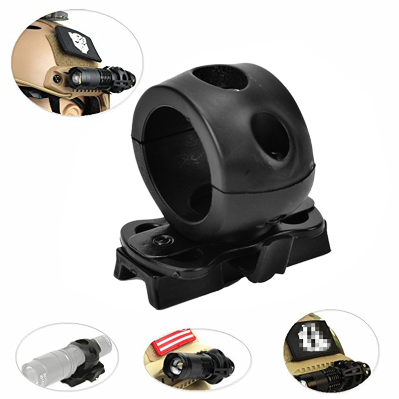 범용 헬멧용 블랙 퀵 릴리스 손전등 클램프 홀더 마운트 직경 2.5cm